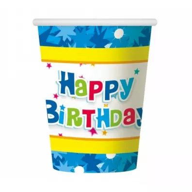 Godan Kubki papierowe Happy Birthday 270ml 6 szt.