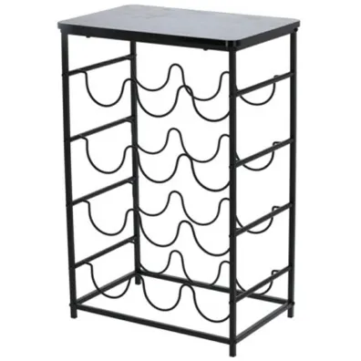 H&S Decoration Stojak na wino z czarnym blatem 40x26xh60 cm