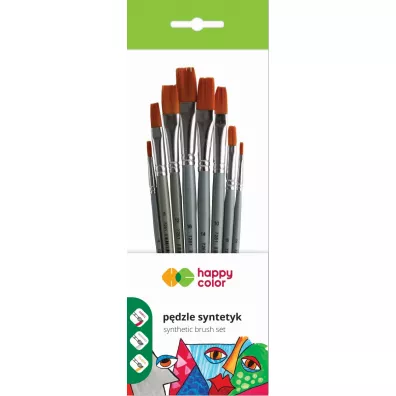Happy Color Zestaw pdzli hobby syntetyk paskie 8 szt.