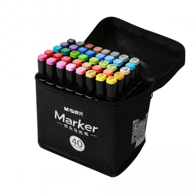 M&G Marker artystyczny alkoholowy, dwustronny, 3,2 mm; 6,2 mm, zestaw 40 kolor�w 40 szt.
