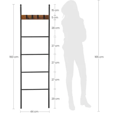 Songmics Rustykalny rega drabinkowy 160 cm