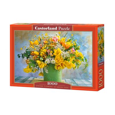 Puzzle 1000 el. Wiosenne kwiaty w zielonym wazonie Castorland