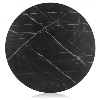 Stolik Diamond 70 cm blat czarny marmur ze zotym rantem i biay stela