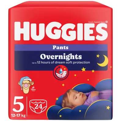 Huggies Pieluchomajtki na noc Overnight Lullaby 5 (12-17 kg) 24 szt.