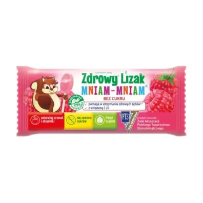 Starpharma Lizak o smaku malinowym mniam-mniam bezglutenowy Suplement diety 6 g