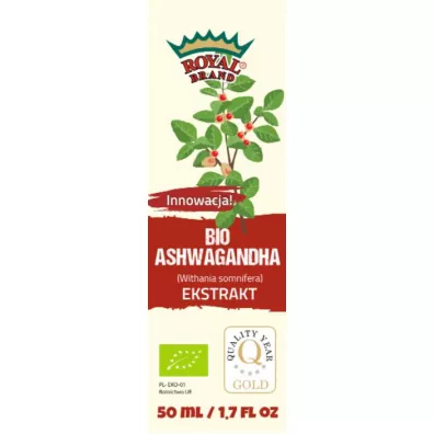 Royal Brand Ekstrakt z ashwagandhy w kroplach Suplement diety 50 ml Bio
