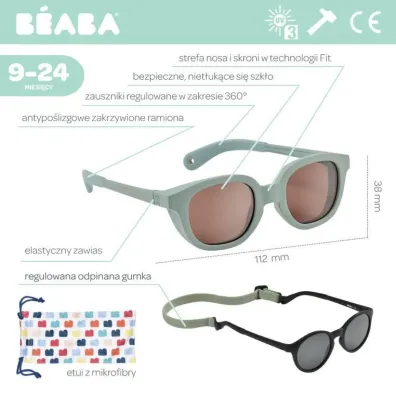 Beaba Okulary przeciwsoneczne dla dzieci 9-24 miesicy Lucky - Sage Green
