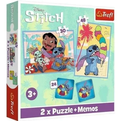 Puzzle + Memos 2w1 (24+30+48 el.) Weso�y dzie� Lilo&Stitch Trefl