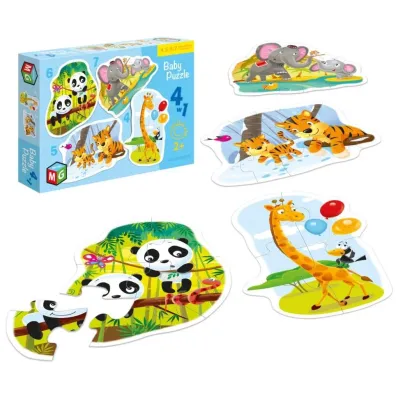Puzzle 4w1. Dzikie zwierz�ta Multigra