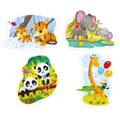 Puzzle 4w1. Dzikie zwierz�ta Multigra