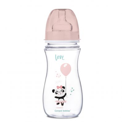 Canpol Babies Butelka szeroka antykolkowa EasyStart Exotic animals różowa 3 m+ 300 ml