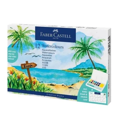 Faber-Castell Farby akwarelowe cs w kostkach 12 kol. + p�dzelek plastikowe opakowanie