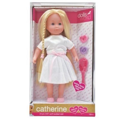Lalka Catherine 41cm jasne wosy, biaa sukienka 08846 Dolls World