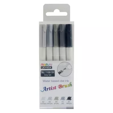 Marvy Flamastry Artist Brush Grey 5 kolor�w