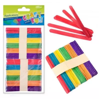 Craft with Fun Ozdoba patyczki drewniane kolorowe 100 szt.