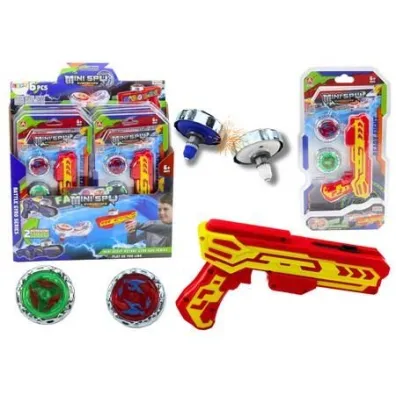 Zestaw pistolet wyrzutnia 2 metalowe kr��ki czerw LeanToys