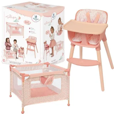 Krzese�ko do karmienia i ��eczko dla lalek 2w1 DeCuevas Toys