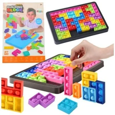 Gra Tetris Pop-It Uk�adanka Puzzle 3w1 27el LeanToys