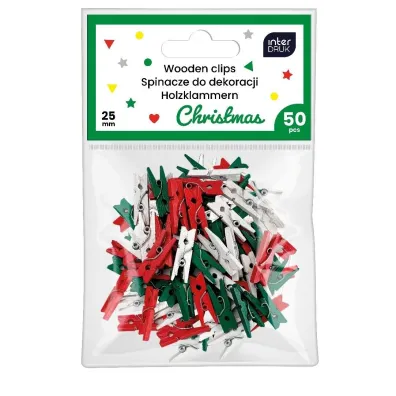 Interdruk Spinacze kolor do dekoracji mini 50 szt Christmas