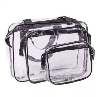 Kosmetyczka przezroczysta transparentna podr�na organizer do samolotu 3 el.
