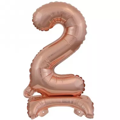 Amscan Balon foliowy mini cyfra 2 na stojaku r�owe z�oto