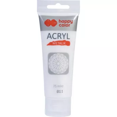 Happy Color Farba akrylowa metalik satynowe srebro 75ml