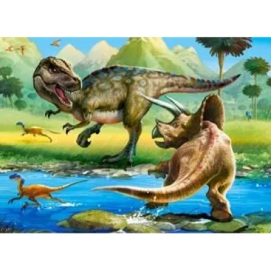 Puzzle 70 el. Dinozaury tyrannosaurus i triceratops Castorland