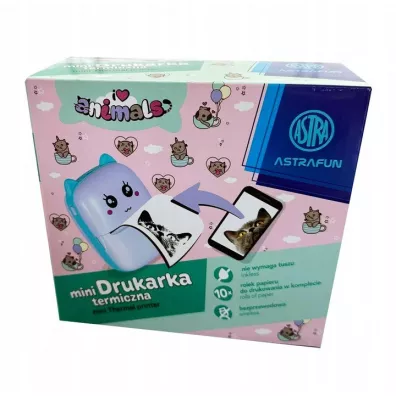 Astra Drukarka termiczna fun Animals box + 10 rolek bia�ego papieru do drukowania