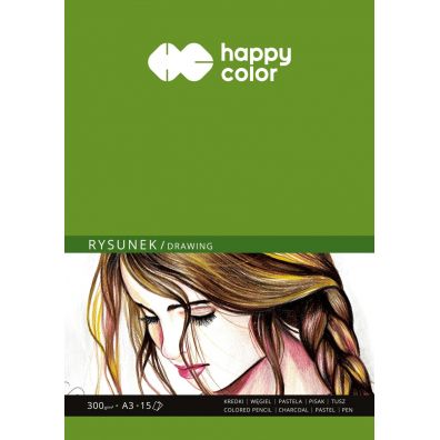 Happy Color Blok do rysunku ART, biay, A3, 300g, 15 arkuszy 300 g 15 kartek