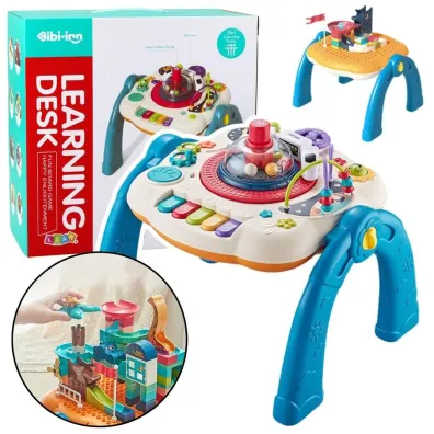 Stolik interaktywny 2w1 niebieski LeanToys