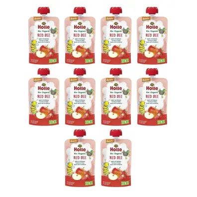 Holle Mus Czerwona pszczo�a (jab�ko - truskawka) od 8 miesi�ca Demeter Zestaw 10 x 100 ml Bio
