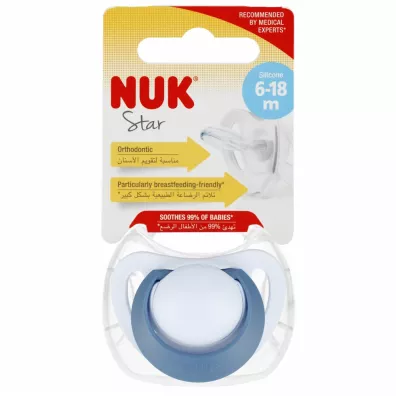 Nuk Smoczek uspokajajcy silikonowy 6-18m Star 10736751