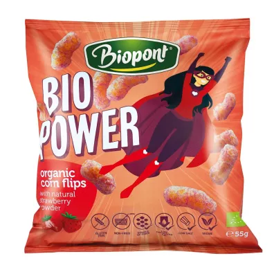Biopont Chrupki kukurydziane o smaku truskawkowym bezglutenowe 55 g Bio