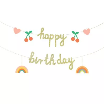 PartyDeco Baner papierowy Happy Birthday 100x18cm
