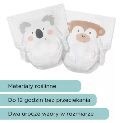 Kit and Kin Biodegradowalne pieluszki jednorazowe 5 Junior (11+ kg), Koala/Monkey 28 szt.