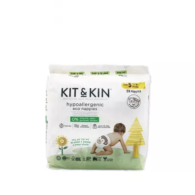 Kit and Kin Biodegradowalne pieluszki jednorazowe 5 Junior (11+ kg), Koala/Monkey 28 szt.
