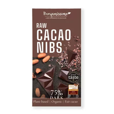Benjamissimo Czekolada gorzka z ziarnami kakaowca bezglutenowa 60 g Bio