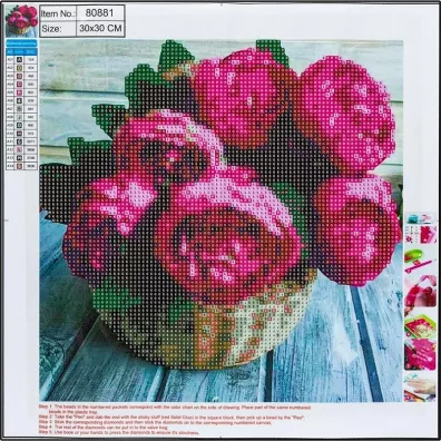Centrum Diamentowa mozaika 5D - Flower basket 30x30cm