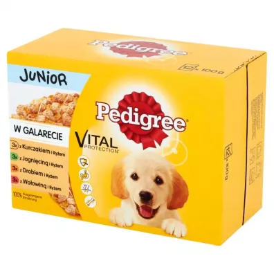Pedigree Junior mokra karma dla szczeni�t mix smak�w w galaretce 12x100 g