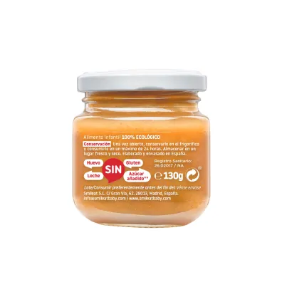 Smileat Deser z ekologicznymi jabłkami, marchewką i pomarańczą po 6 miesiącu 130 g Bio Smileat Deser z ekologicznymi jabłkami, marchewką i pomarańczą po 6 miesiącu 130 g Bio