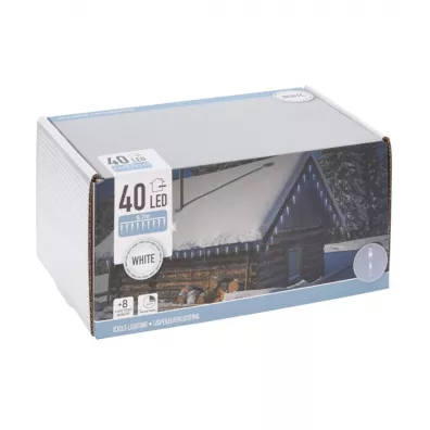 H&S Decoration Lampki Sople 40 led zimny + timer biay