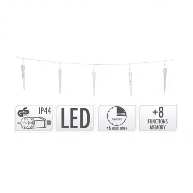 H&S Decoration Lampki Sople 40 led zimny + timer biay
