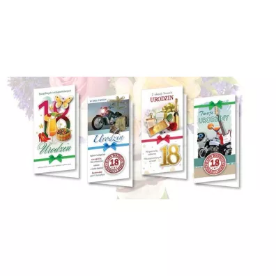 Top Graphic Karnet DL De Lux. Z�ocony 18 Urodziny mix 10 szt.
