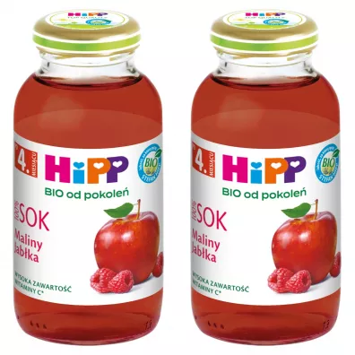 Hipp Sok 100% maliny-jab�ka po 4. miesi�cu zestaw 2 x 200 ml Bio