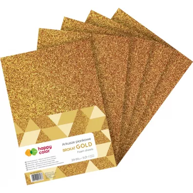Happy Color Arkusze piankowe GOLD Brokat, A4, 5 arkuszy 5 szt.