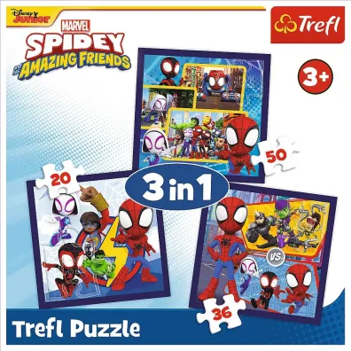 Puzzle 3w1 20+36+50 el. Paj�ki i dinozaury Trefl