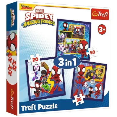 Puzzle 3w1 20+36+50 el. Paj�ki i dinozaury Trefl