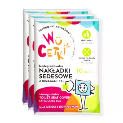 Wucetki Jednorazowe papierowe nak�adki na toalet� z wygodnymi brzegami XXL dla dzieci i doros�ych 3 x 10 szt.