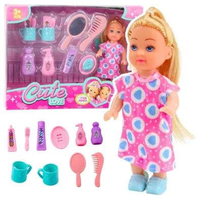 Mini laleczka z akcesoriami do piel�gnacji LeanToys