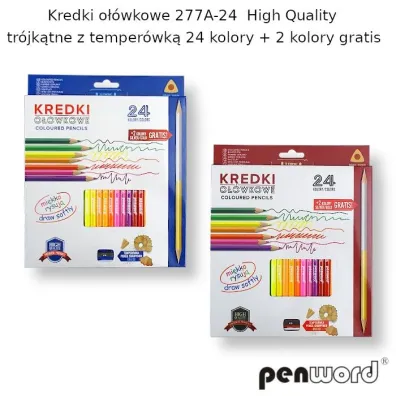 Penword Kredki o��wkowe tr�jk�tne + temper�wka 24 szt.